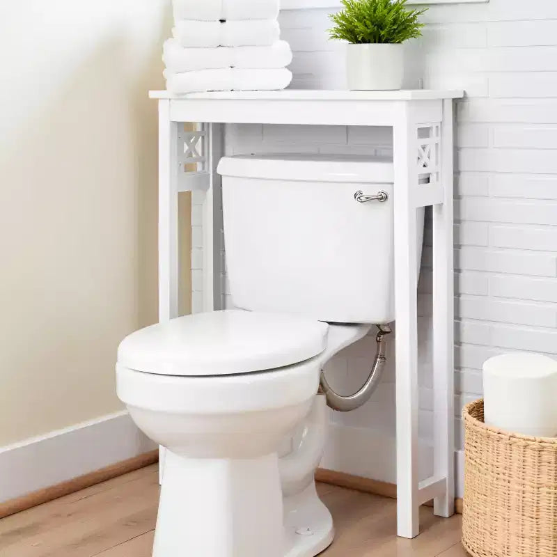 Alaterre Furniture Derby Ripiano salvaspazio da bagno da mettere sopra il WC, 94 cm di altezza, salvaspazio moderno da appoggio per articoli da toeletta e asciugamani, bianco