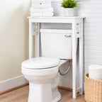Alaterre Furniture Derby Ripiano salvaspazio da bagno da mettere sopra il WC, 94 cm di altezza, salvaspazio moderno da appoggio per articoli da toeletta e asciugamani, bianco