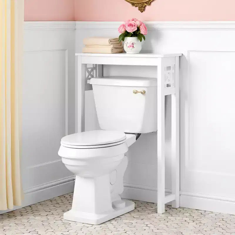 Alaterre Furniture Derby Ripiano salvaspazio da bagno da mettere sopra il WC, 94 cm di altezza, salvaspazio moderno da appoggio per articoli da toeletta e asciugamani, bianco