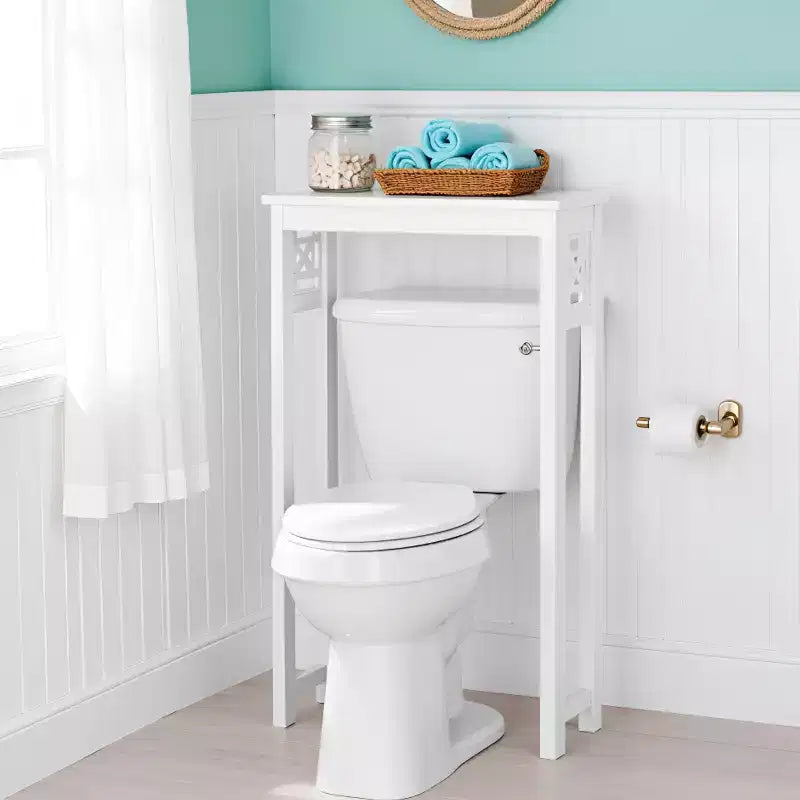 Alaterre Furniture Derby Ripiano salvaspazio da bagno da mettere sopra il WC, 94 cm di altezza, salvaspazio moderno da appoggio per articoli da toeletta e asciugamani, bianco