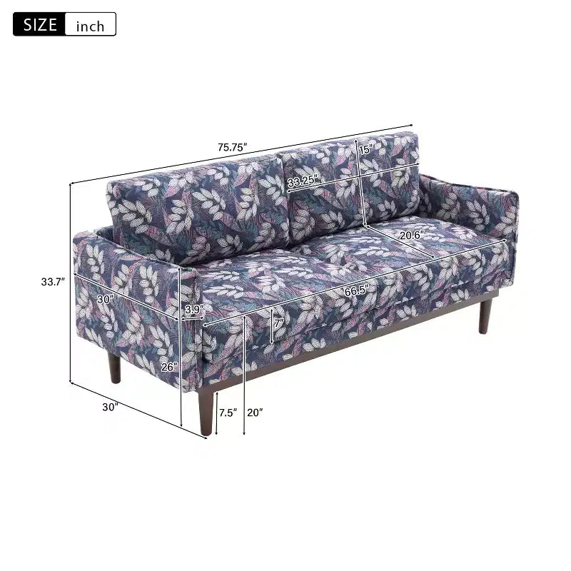 Divanetto a due posti "Elara Modem 75.75" Christopher Knight Home in legno di caucciù con rivestimento in ciniglia e cuscini spessi