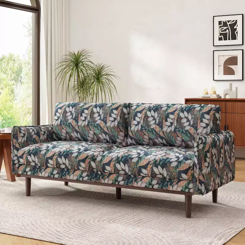 Divanetto a due posti "Elara Modem 75.75" Christopher Knight Home in legno di caucciù con rivestimento in ciniglia e cuscini spessi