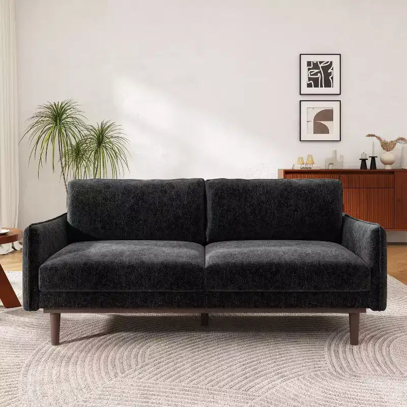 Christopher Knight Home Elara Modem 75.75 Rubberwood Chenile Upholstered Loveseat Sofa with Thick Cushions