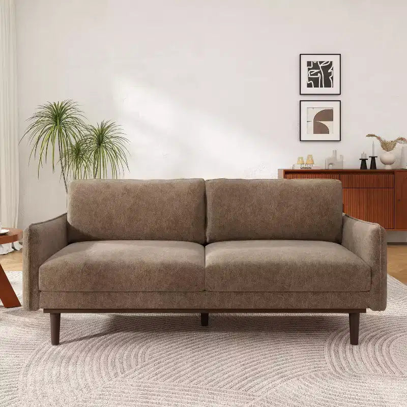 Divanetto a due posti "Elara Modem 75.75" Christopher Knight Home in legno di caucciù con rivestimento in ciniglia e cuscini spessi