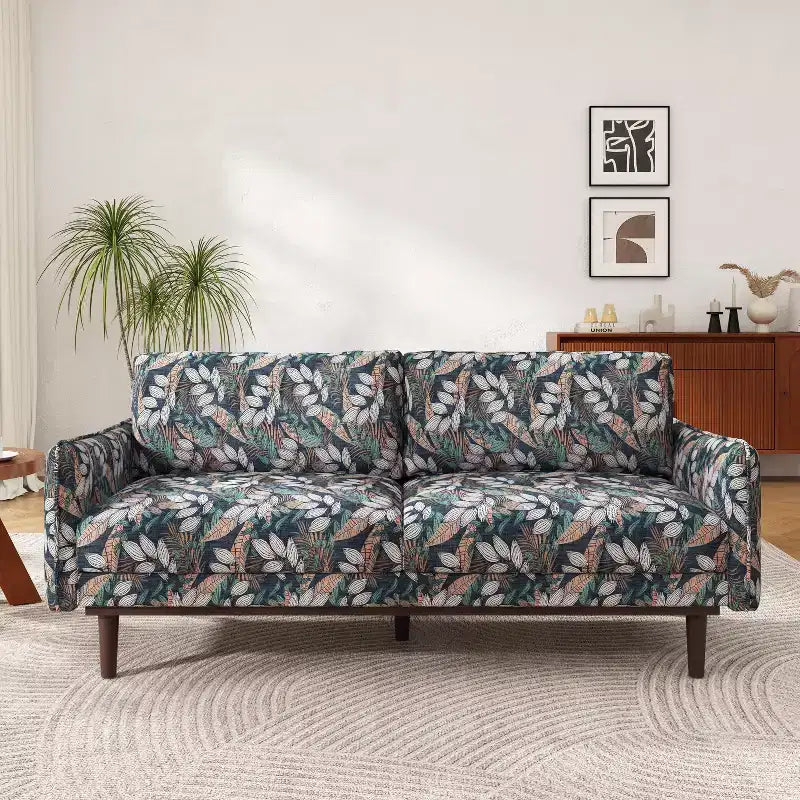 Divanetto a due posti "Elara Modem 75.75" Christopher Knight Home in legno di caucciù con rivestimento in ciniglia e cuscini spessi
