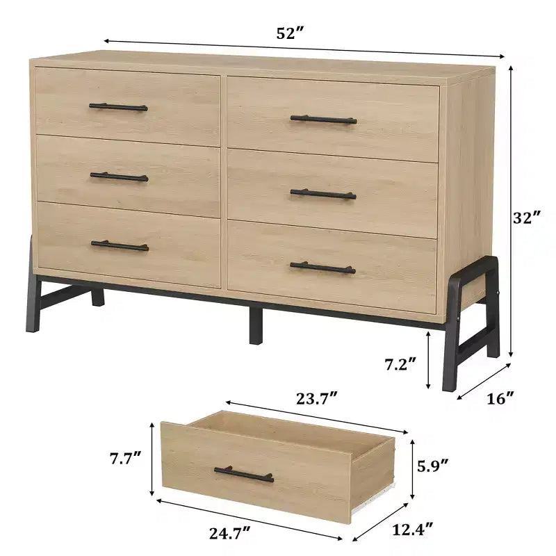 CuisinSmart Cassettiera a 6 cassetti per camera da letto, cassettiera a 52 cassetti con ampio spazio di archiviazione, cassettiera in legno autoportante per soggiorno