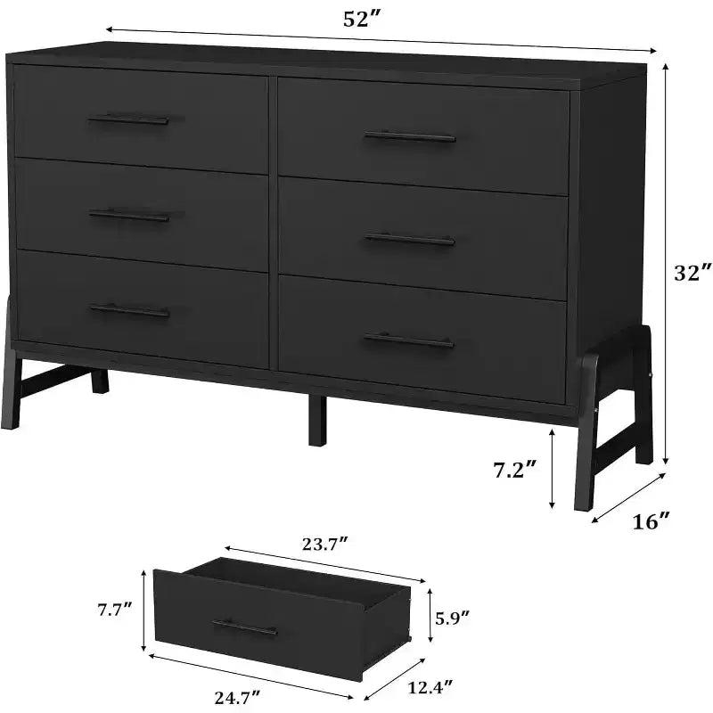 CuisinSmart Cassettiera a 6 cassetti per camera da letto, cassettiera a 52 cassetti con ampio spazio di archiviazione, cassettiera in legno autoportante per soggiorno