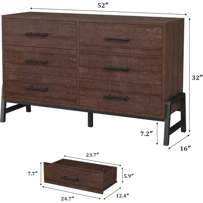 CuisinSmart Cassettiera a 6 cassetti per camera da letto, cassettiera a 52 cassetti con ampio spazio di archiviazione, cassettiera in legno autoportante per soggiorno