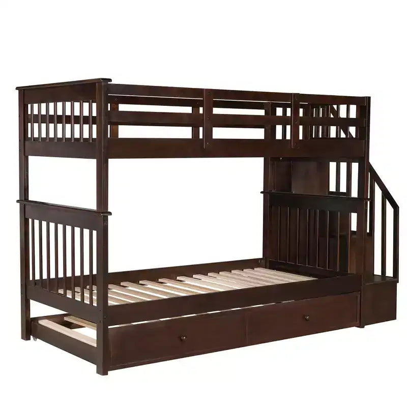 Letto a castello a due piazze con letto estraibile a scomparsa, struttura per letto a castello per bambini con ringhiera di protezione per dormitorio in camera da letto