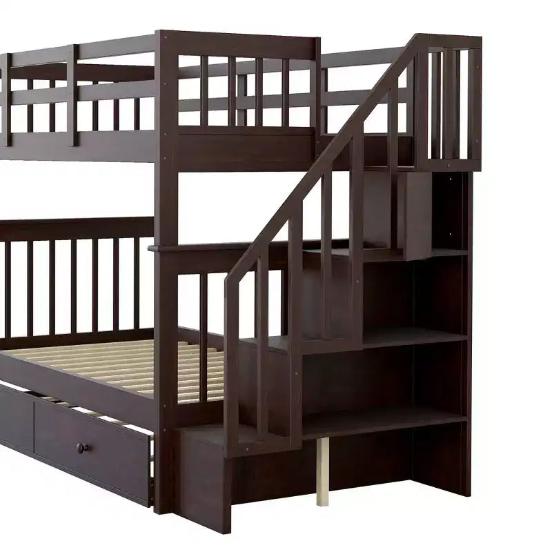 Letto a castello a due piazze con letto estraibile a scomparsa, struttura per letto a castello per bambini con ringhiera di protezione per dormitorio in camera da letto