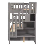 Letto a castello a due piazze con letto estraibile a scomparsa, struttura per letto a castello per bambini con ringhiera di protezione per dormitorio in camera da letto