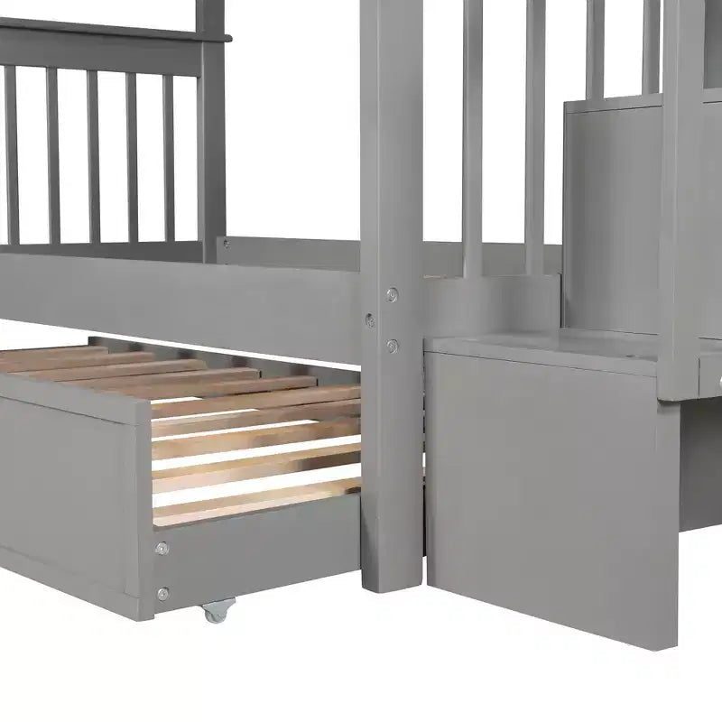 Letto a castello a due piazze con letto estraibile a scomparsa, struttura per letto a castello per bambini con ringhiera di protezione per dormitorio in camera da letto