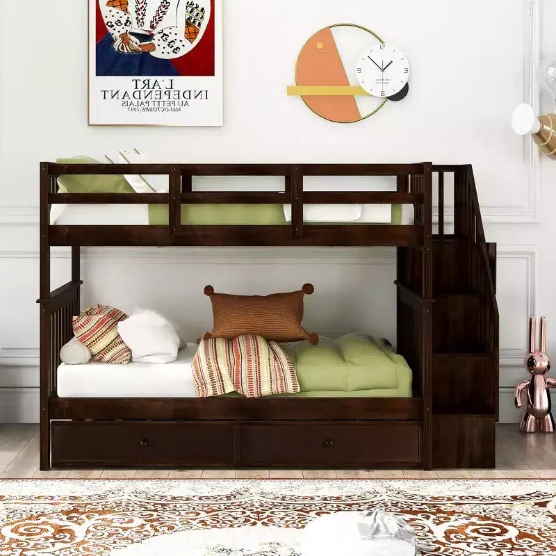 Letto a castello a due piazze con letto estraibile a scomparsa, struttura per letto a castello per bambini con ringhiera di protezione per dormitorio in camera da letto