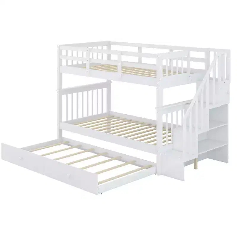 Letto a castello a due piazze con letto estraibile a scomparsa, struttura per letto a castello per bambini con ringhiera di protezione per dormitorio in camera da letto