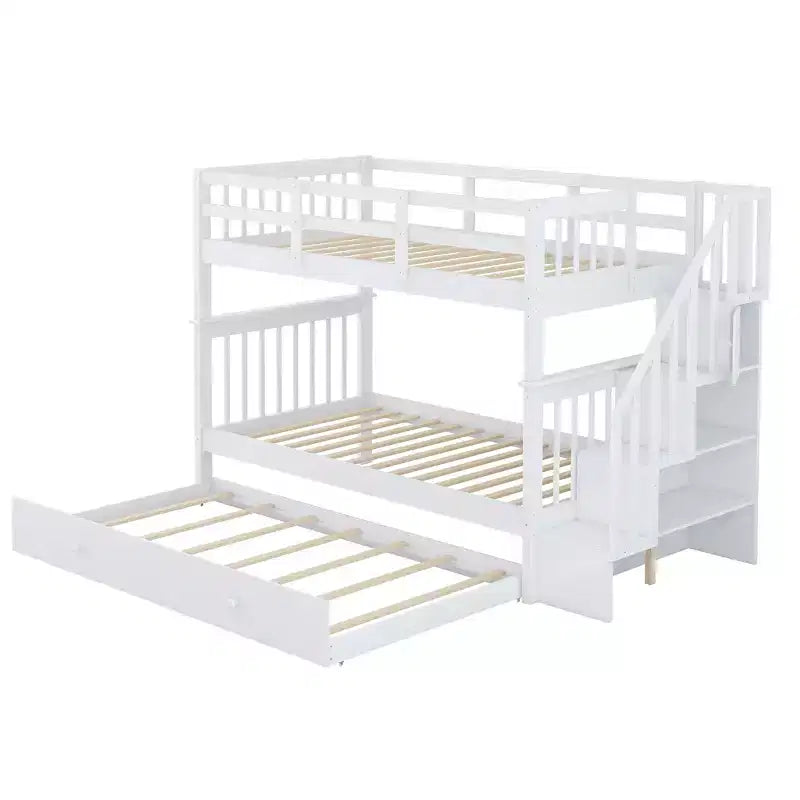 Letto a castello a due piazze con letto estraibile a scomparsa, struttura per letto a castello per bambini con ringhiera di protezione per dormitorio in camera da letto