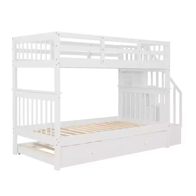 Letto a castello a due piazze con letto estraibile a scomparsa, struttura per letto a castello per bambini con ringhiera di protezione per dormitorio in camera da letto