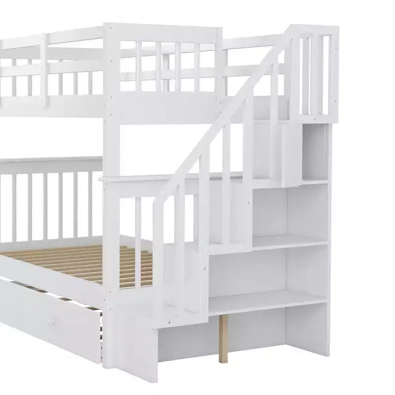 Letto a castello a due piazze con letto estraibile a scomparsa, struttura per letto a castello per bambini con ringhiera di protezione per dormitorio in camera da letto