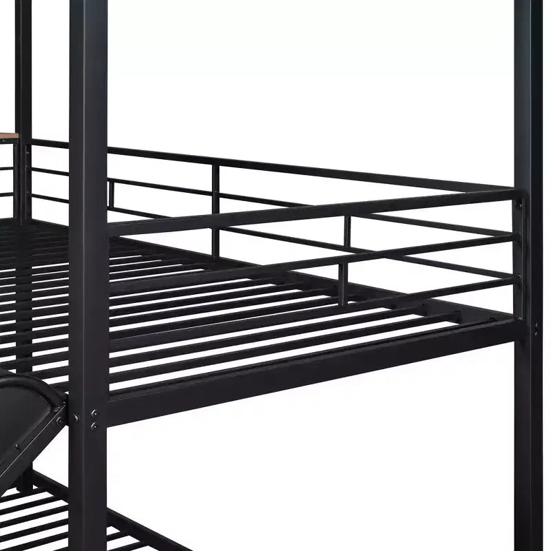 Letto a castello in metallo, letto a castello doppio con scivolo, letto a castello doppio a forma di casetta con sponde per la cameretta dei bambini