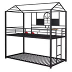Letto a castello in metallo, letto a castello doppio con scivolo, letto a castello doppio a forma di casetta con sponde per la cameretta dei bambini