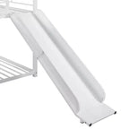 Letto a castello in metallo, letto a castello doppio con scivolo, letto a castello doppio a forma di casetta con sponde per la cameretta dei bambini
