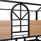 Letto a castello in metallo, letto a castello doppio con scivolo, letto a castello doppio a forma di casetta con sponde per la cameretta dei bambini