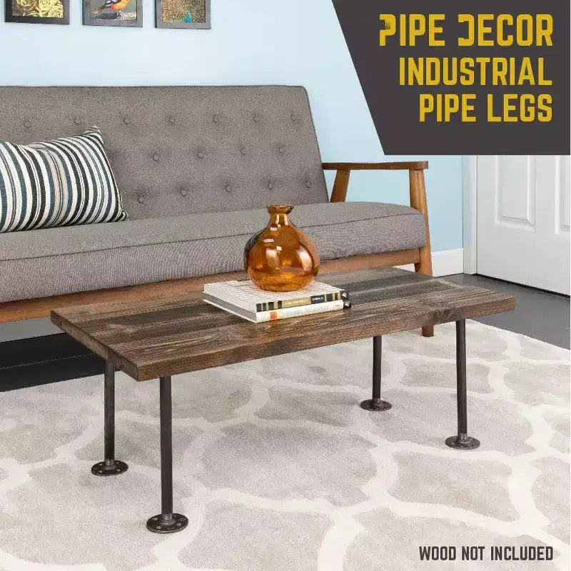 Pipe Decor 1/2 poll. x 12 poll. Gambe per tavolo in tubo con flangia rotonda - Confezione da 4