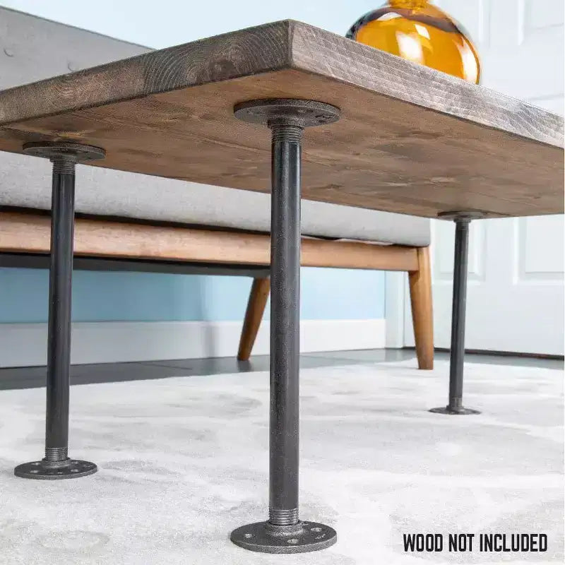 Pipe Decor 1/2 poll. x 12 poll. Gambe per tavolo in tubo con flangia rotonda - Confezione da 4