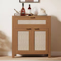 COZONY 34 Sideboard Buffet Cabinet with Drawers, Adjustable Shelves & Rattan Doors, Wooden Storage Credenza for Entryway & Living Room
