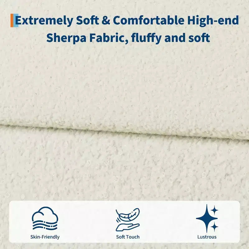 Acekool Struttura Letto Imbottita in Velluto con Testiera in Bouclé, Angoli Arrotondati, Beige