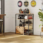 Mobiletto Bar per Caffè - 31.6 Stazione Caffè Piccola Stile Rustico con Ante, Credenza Rustica per Casa, Angolo, Bar
