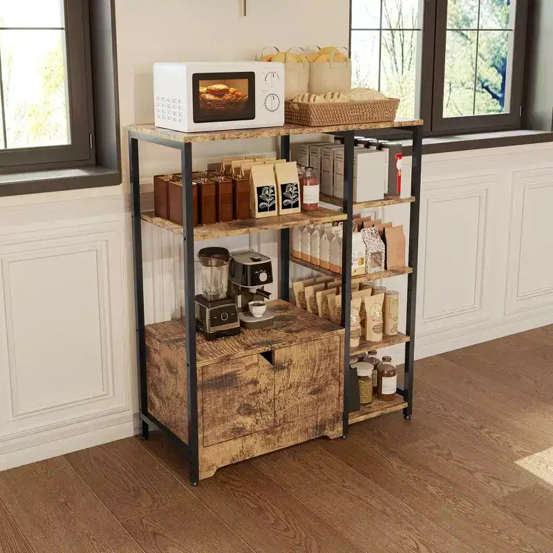 Mobiletto Bar per Caffè - 31.6 Stazione Caffè Piccola Stile Rustico con Ante, Credenza Rustica per Casa, Angolo, Bar