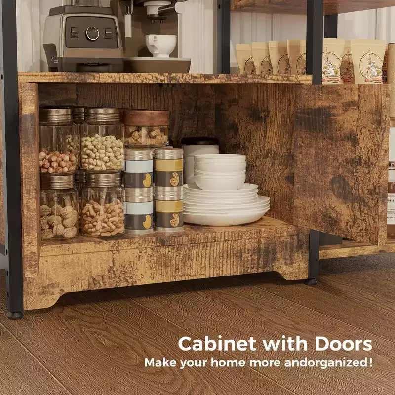 Mobiletto Bar per Caffè - 31.6 Stazione Caffè Piccola Stile Rustico con Ante, Credenza Rustica per Casa, Angolo, Bar