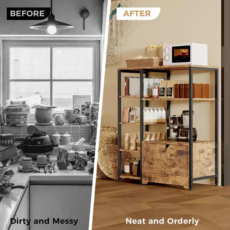 Mobiletto Bar per Caffè - 31.6 Stazione Caffè Piccola Stile Rustico con Ante, Credenza Rustica per Casa, Angolo, Bar