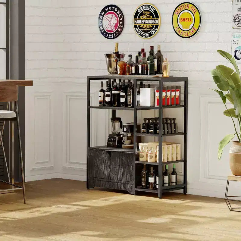 Mobiletto Bar per Caffè - 31.6 Stazione Caffè Piccola Stile Rustico con Ante, Credenza Rustica per Casa, Angolo, Bar