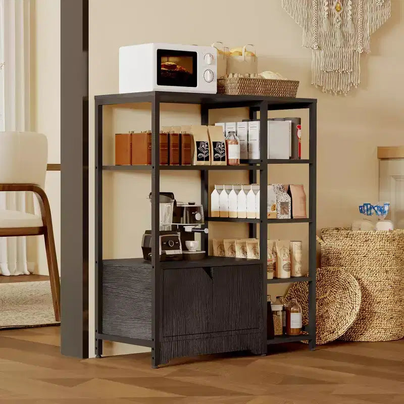 Coffee Bar Cabinet Station - 31.6 Farmhouse Small Coffee Stand Station with Doors, Rustic Sideboard Organizer for Home, Corner, Bar