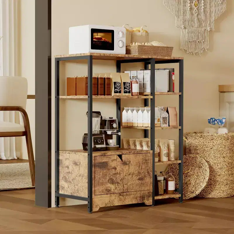 Mobiletto Bar per Caffè - 31.6 Stazione Caffè Piccola Stile Rustico con Ante, Credenza Rustica per Casa, Angolo, Bar