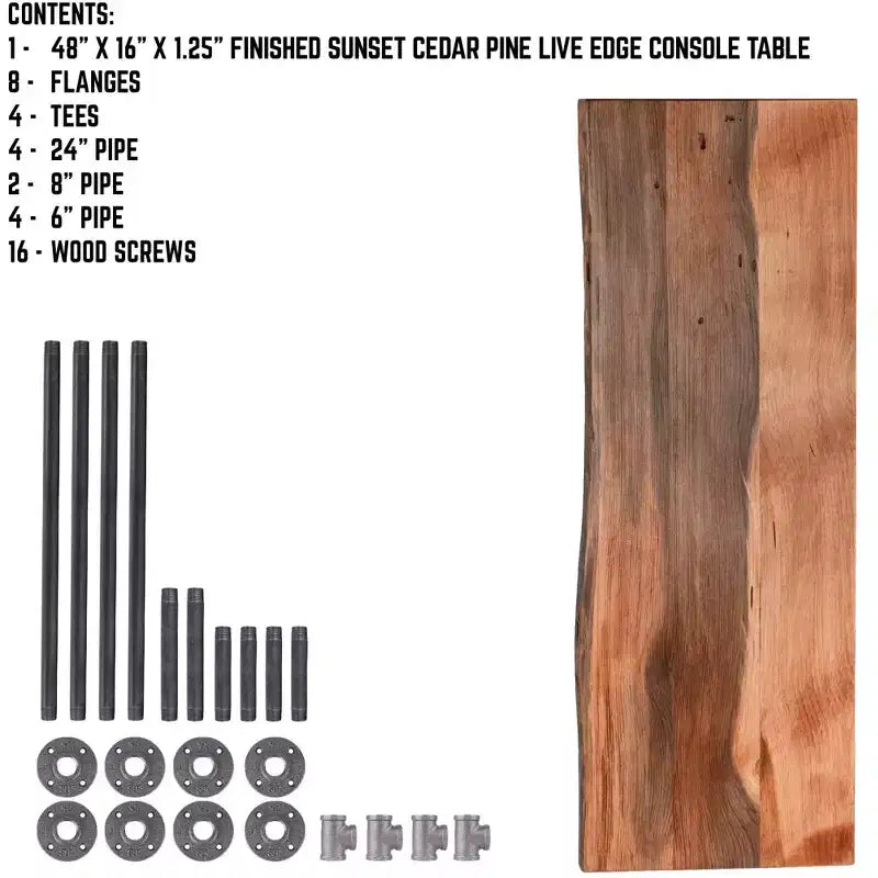 Consolle RESTORE Sunset Cedar in legno massello con bordo naturale di Pipe Decor
