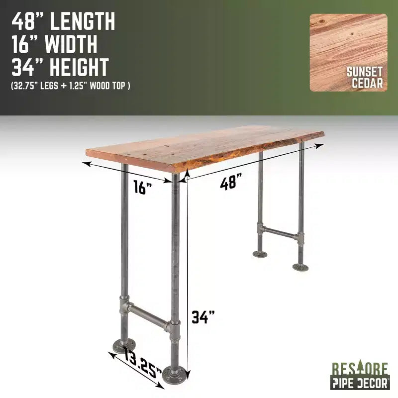 Consolle RESTORE Sunset Cedar in legno massello con bordo naturale di Pipe Decor