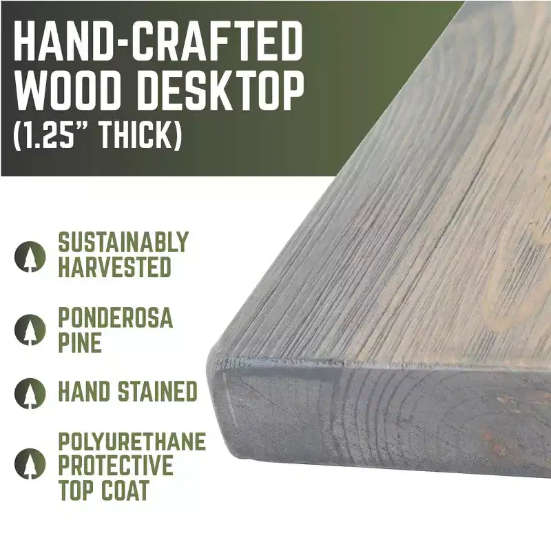 RESTORE Piano del Tavolo Scrivania in Legno Massello Grigio Riverstone di Pipe Decor