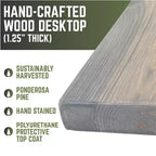 RESTORE Piano del Tavolo Scrivania in Legno Massello Grigio Riverstone di Pipe Decor
