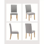 Set di 2 moderne sedie da pranzo imbottite in tessuto con schienale curvo e gambe in legno, comoda sedia laterale da cucina per la sala da pranzo