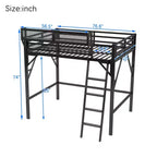 Letto a soppalco Okak Full Size con scaletta, struttura letto con cestino portaoggetti e ringhiera di sicurezza, letto a soppalco singolo per bambini, ragazzi