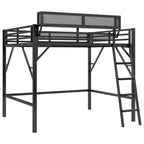 Letto a soppalco Okak Full Size con scaletta, struttura letto con cestino portaoggetti e ringhiera di sicurezza, letto a soppalco singolo per bambini, ragazzi