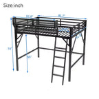 Letto a soppalco Okak Full Size con scaletta, struttura letto con cestino portaoggetti e ringhiera di sicurezza, letto a soppalco singolo per bambini, ragazzi