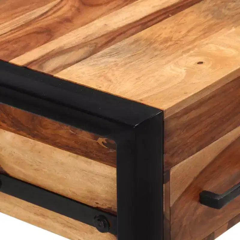 Scrivania Marrone Legno massello di acacia, Acciaio verniciato a polvere Scrivania media