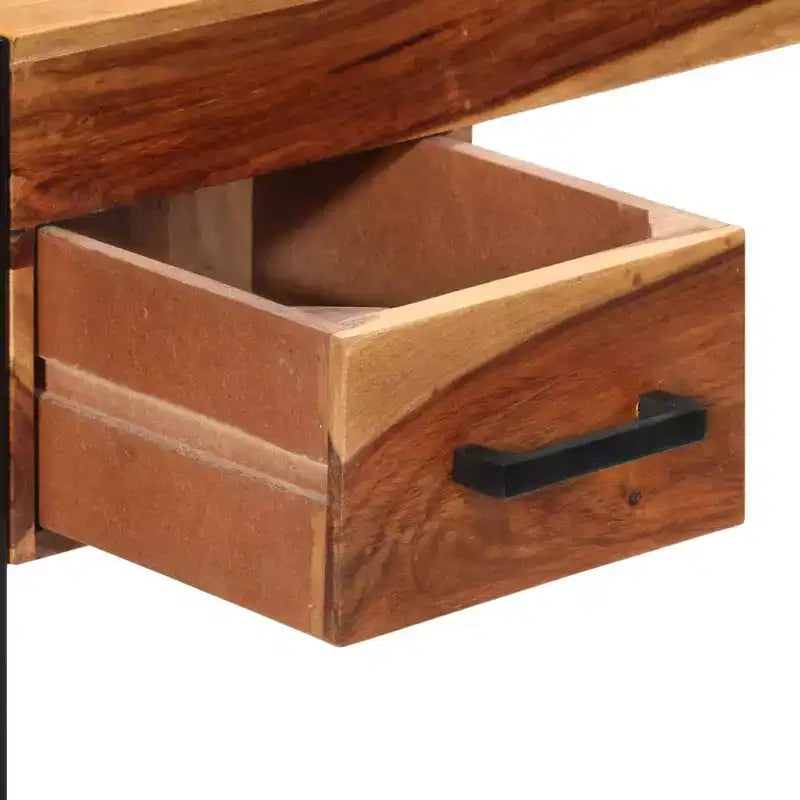 Scrivania Marrone Legno massello di acacia, Acciaio verniciato a polvere Scrivania media