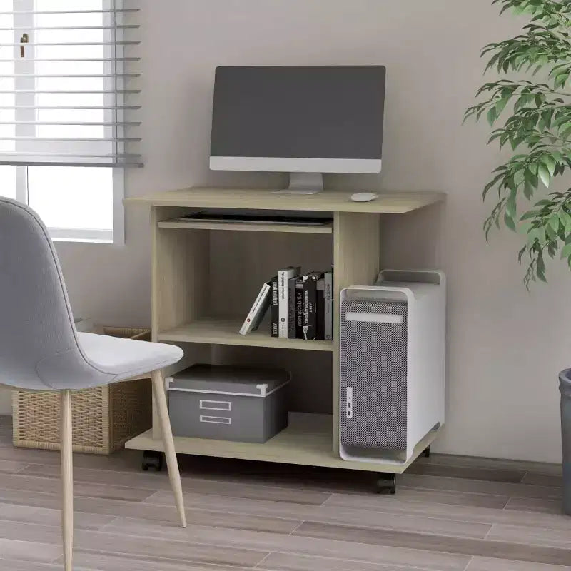 Computer Desk Sonoma Oak Engineered Wood Compact Pull-Out