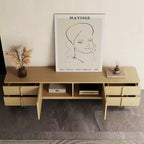 Mobile TV Luck Live stile Mid-Century Modern 86.8 pollici con maniglie e piedini in legno massello, cerniere a chiusura ammortizzata + fori per la gestione dei cavi, colore naturale