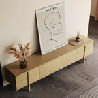 Mobile TV Luck Live stile Mid-Century Modern 86.8 pollici con maniglie e piedini in legno massello, cerniere a chiusura ammortizzata + fori per la gestione dei cavi, colore naturale