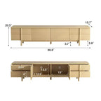 Mobile TV Luck Live stile Mid-Century Modern 86.8 pollici con maniglie e piedini in legno massello, cerniere a chiusura ammortizzata + fori per la gestione dei cavi, colore naturale